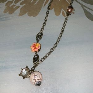 💕Vintage handcrafted brass colored necklace